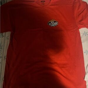 Red Vans Fuego Skeleton Logo T-Shirt